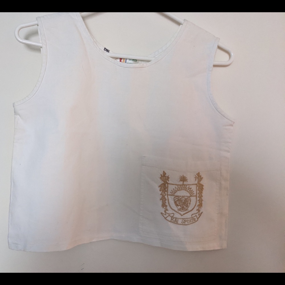 Vintage white tank top size small, embroidered on front pocket